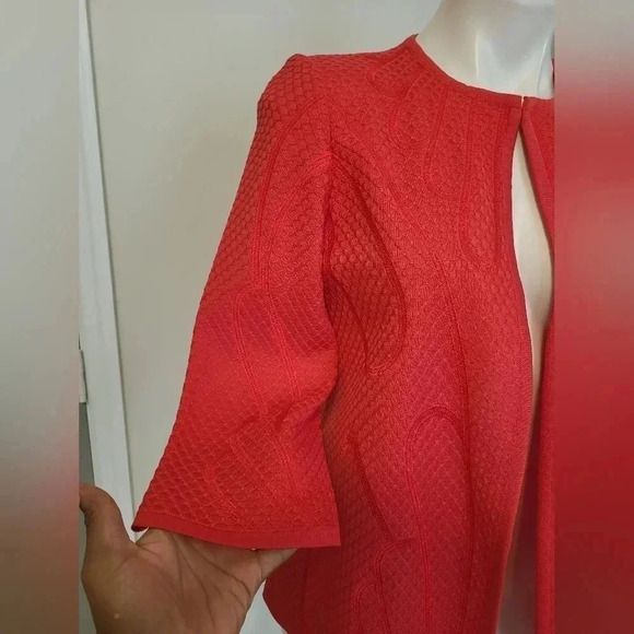 Misook Textured 3/4-Sleeve Career Wear Contemporary Chic Jacket in Sorbet(S) - Picture 7 of 10